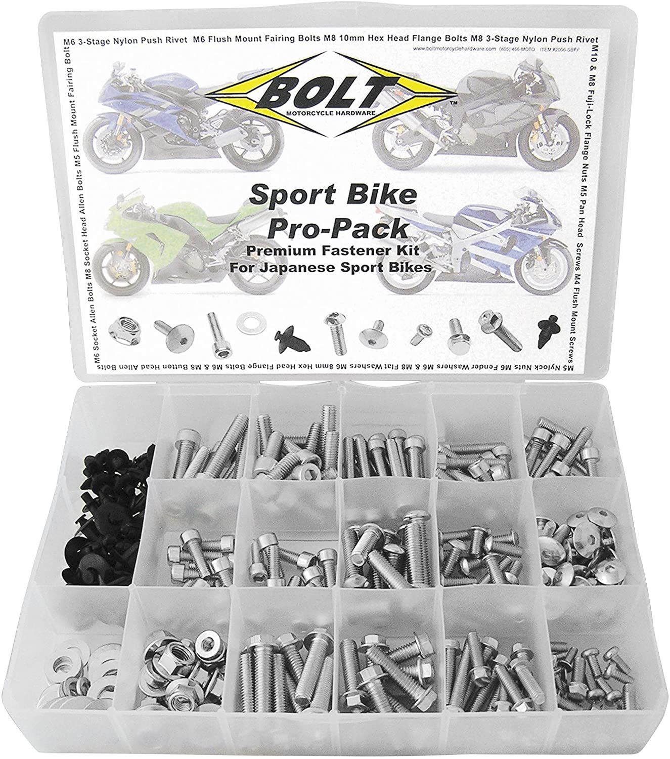 Bolt Motorcycle Hardware 2005-6SRIV M6 Three Stage Push Rivet Kit 10 Piece